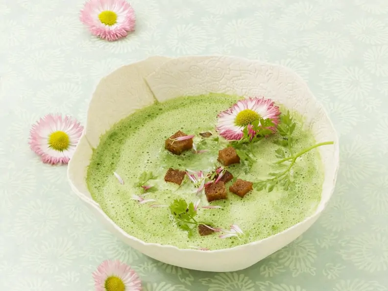 Suppe aus Frühlingskräutern