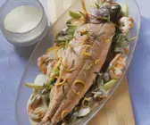 Lachsforelle in Weißweinsauce