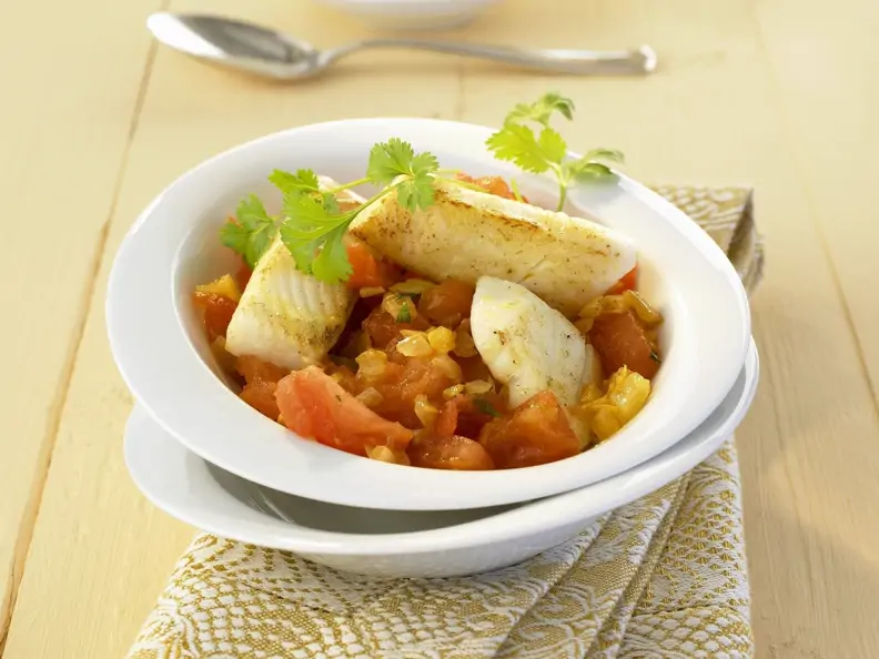 Curry nach indischer Art mit Heilbutt