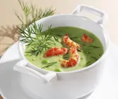Erbsensuppe mit Flusskrebsen