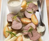 Kalbsfilet mit weißem Spargel und Estragon-Sauce
