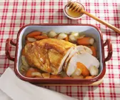Putenbraten mit Honigglasur und Gemüse