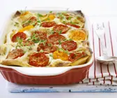 Vegetarische Lasagne mit Tomaten, Paprika und Zucchini