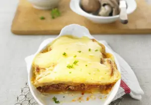 Hackfleisch-Lasagne mit Kartoffeln und Champignons