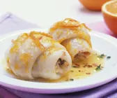 Schollenröllchen mit Orangen und Buttersauce