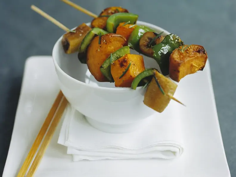 Gemüsespieß mit Kürbis und Paprika