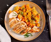 Süßkartoffel-Lauch-Ragout mit Hähnchenbrustfilet