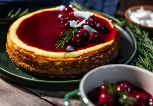 Spekulatius Cheesecake mit Kirschen und Rosmarin