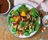 Feldsalat mit Topinambur und Schoko-Orangen-Dressing