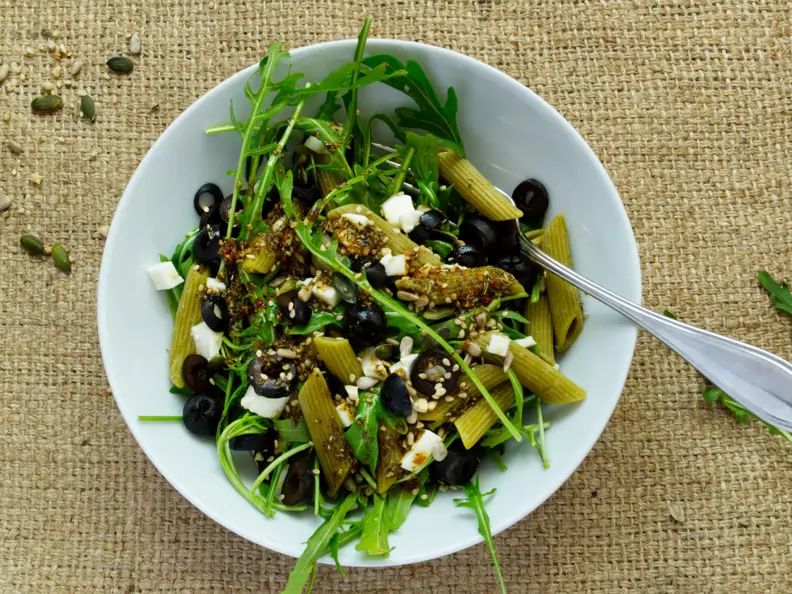 Grüne Erbsen Pasta mit Rucola