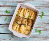 Vegetarischer Spargelauflauf mit gegrillter Aubergine