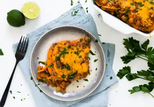 Süßkartoffel-Lasagne mit Kichererbsen