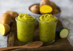 Zucchini-Kartoffel-Haferflocken-Brei