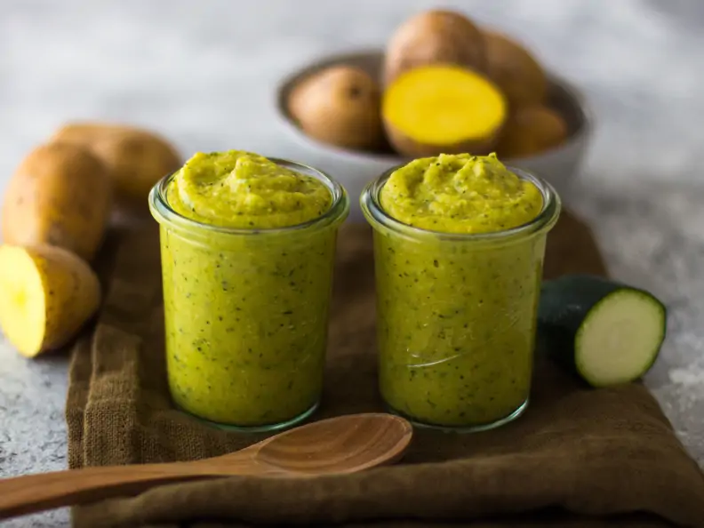 Zucchini-Kartoffel-Haferflocken-Brei