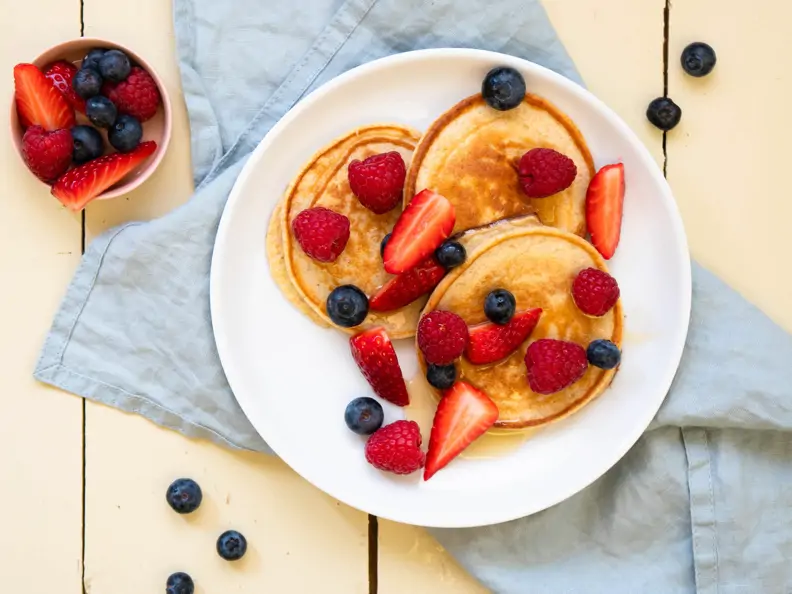 Pancake, Quark, Obst