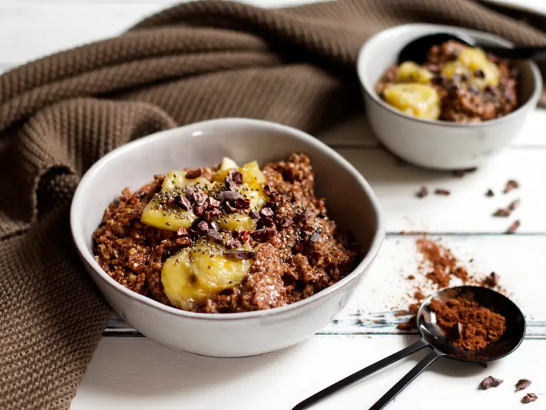 Buchweizengrütze mit Bananen-Schoko-Topping