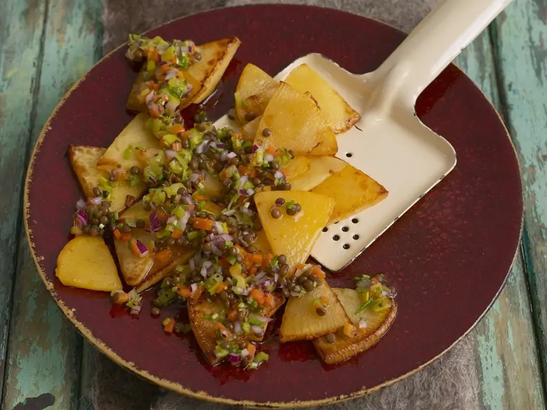 Steckrüben mit Linsenmarinade