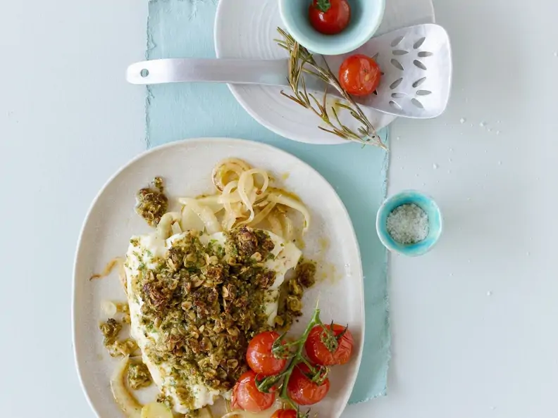 Seelachs mit Pesto-Haube