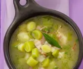 Kartoffel-Porree-Suppe mit Speck