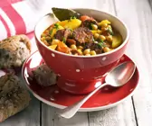 Bunte Kichererbsensuppe mit Chorizo