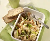 Hühnchenbrust mit Champignons, Spargel und Lauchzwiebeln