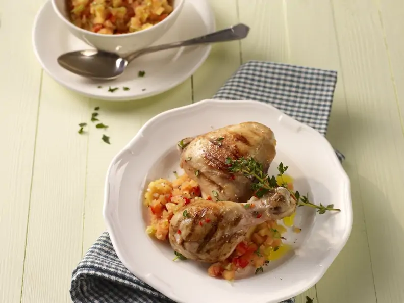 Hähnchenkeule mit Papayasalsa