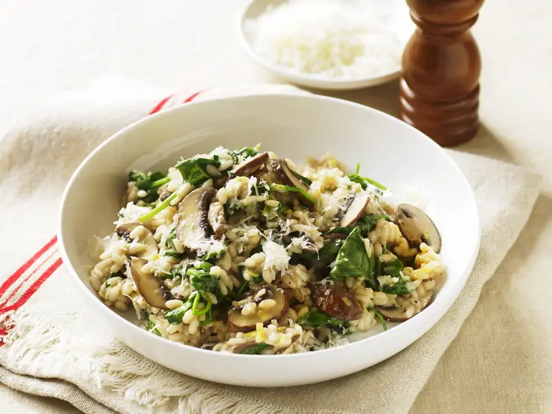 Risotto mit Spinat und Pilzen