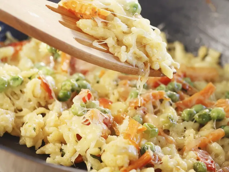 Käsespätzle mit Gemüse