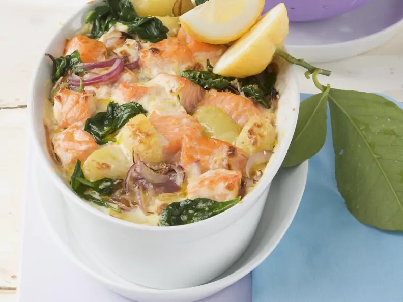 Lachs-Spinat-Gratin