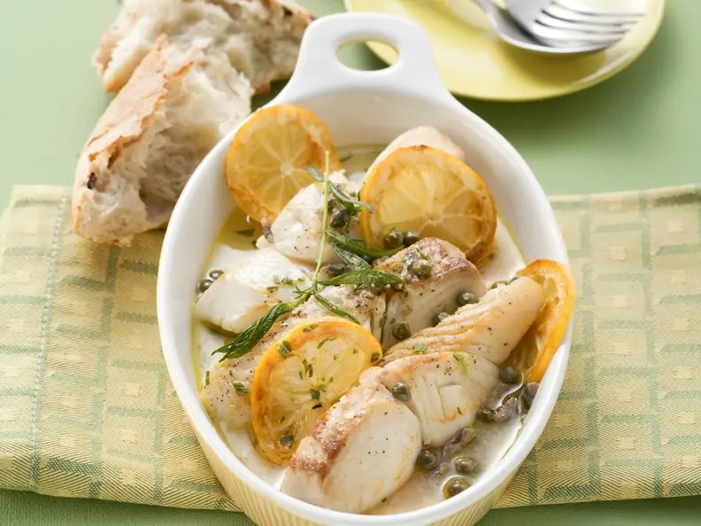 Heilbutt mit Kapernsauce nach sizilianischer Art