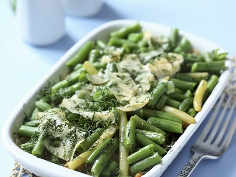 Bohnengratin mit Kabeljaufilet