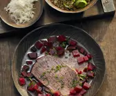 Rindfleisch mit Linsen-Rote Bete-Gemüse
