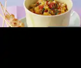 Hähnchenspieß mit Nektarinensoße