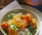 Kürbis-Tomaten-Curry mit Reis