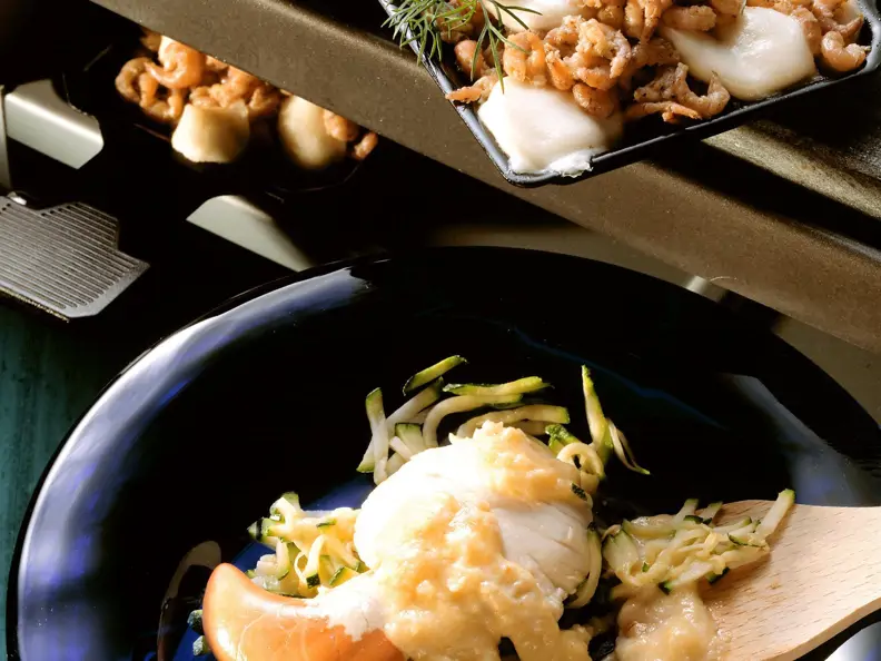 Raclette mit Fisch und Frutti di mare