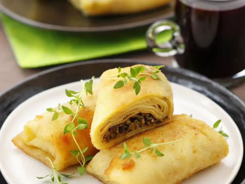 Pfannkuchen mit Pilzfüllung