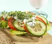Tomaten-Brot mit Gurke und Kresse