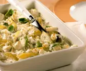 Kartoffel-Rosenkohl-Gratin mit Ziegenkäse