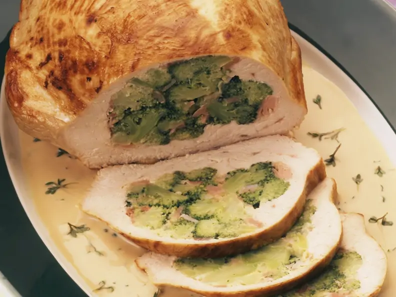 Putenbrust mit Schinken und Broccoli gefüllt