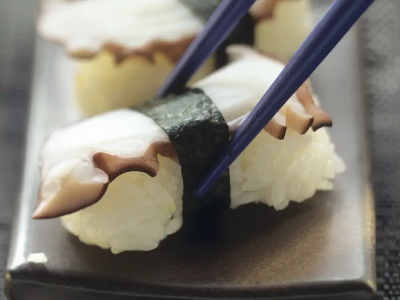 Nigiri-Sushi mit Oktopus