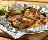Lachspäckchen mit Gemüse