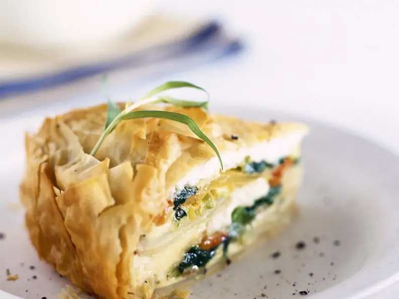 Pie mit Kartoffeln und Spinat