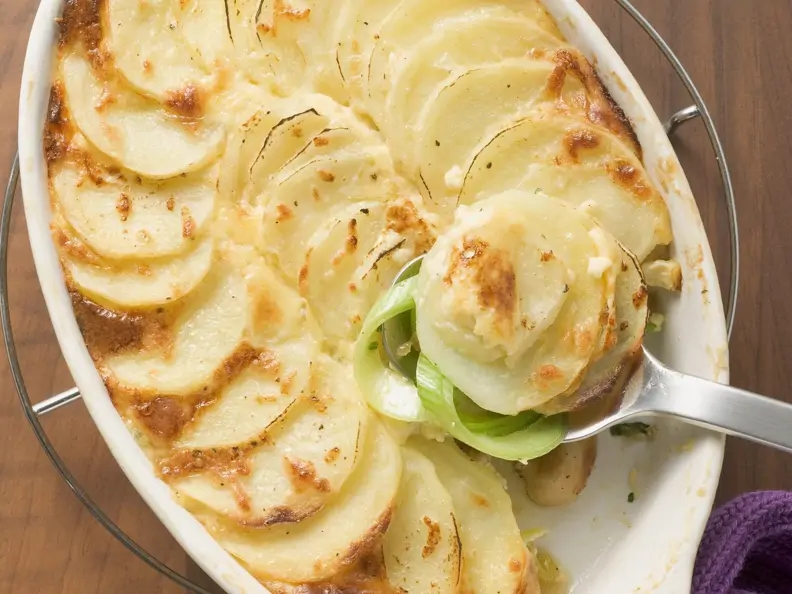 Kartoffelgratin mit Porree