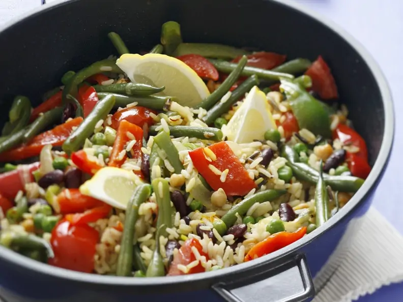 Paprika-Reis-Pfanne mit Bohnen
