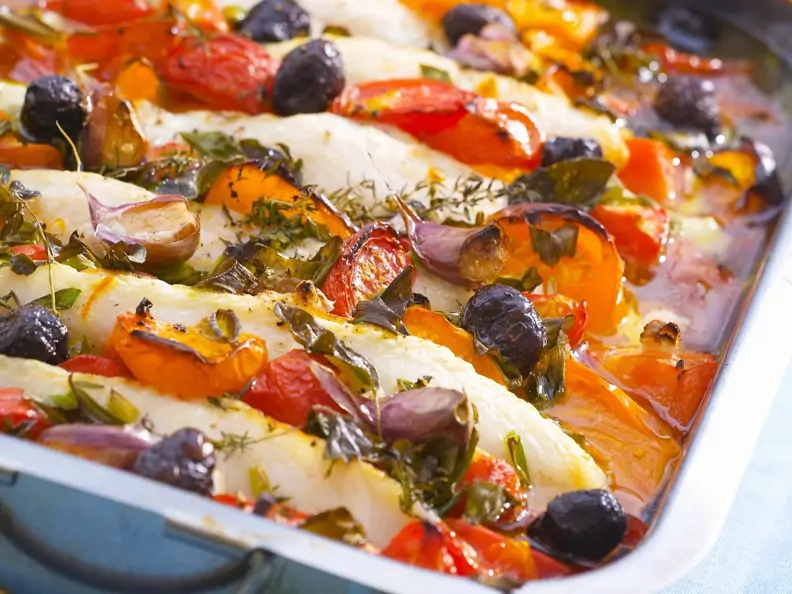 Gebackener Fisch mit Gemüse