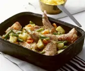 Geschmorter Kaninchenbraten mit Maispürree