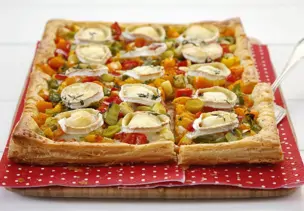 Lauchkuchen mit Paprika und Ziegenkäse