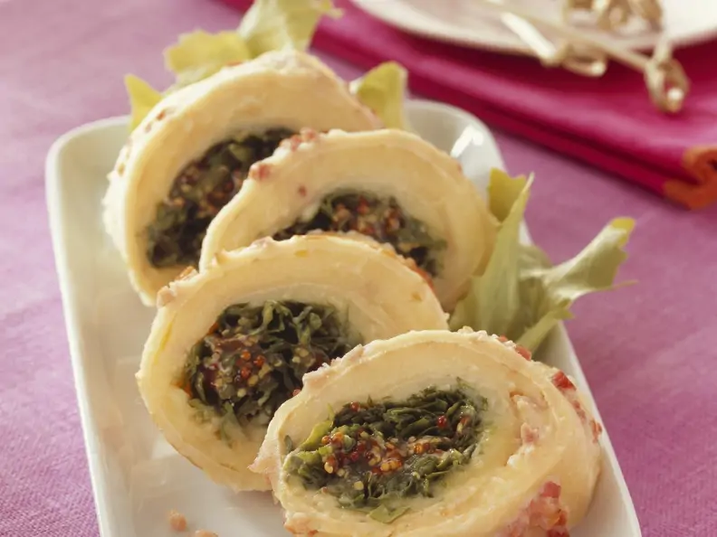 Gefüllter Speckpfannkuchen mit Endivien-Kartoffelbrei-Füllung