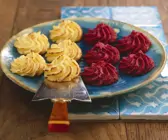Zweierlei Herzöginkartoffeln (Kürbis, Rote Bete)