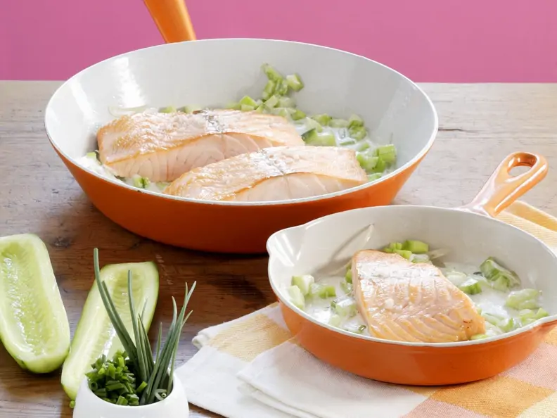 Wildlachs mit Meerrettich-Gurken-Sauce